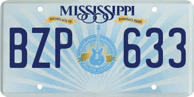 MS license plate BZP633