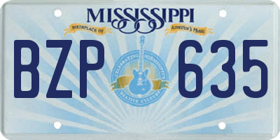 MS license plate BZP635