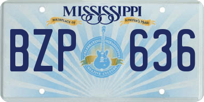 MS license plate BZP636