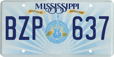 MS license plate BZP637