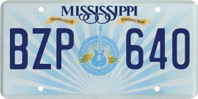 MS license plate BZP640