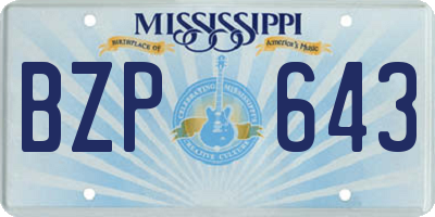 MS license plate BZP643