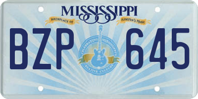 MS license plate BZP645