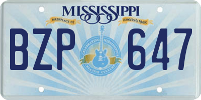 MS license plate BZP647