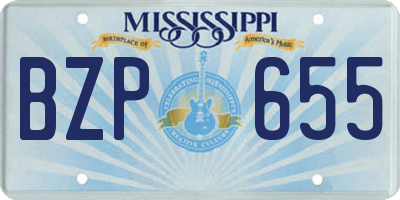 MS license plate BZP655
