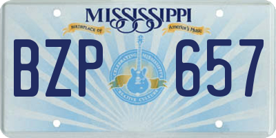 MS license plate BZP657