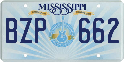 MS license plate BZP662