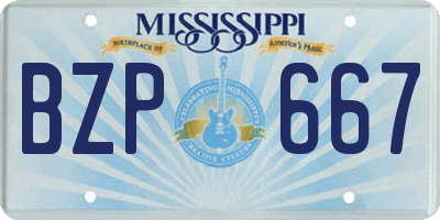 MS license plate BZP667