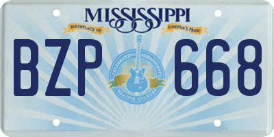 MS license plate BZP668