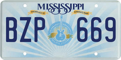 MS license plate BZP669