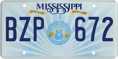 MS license plate BZP672