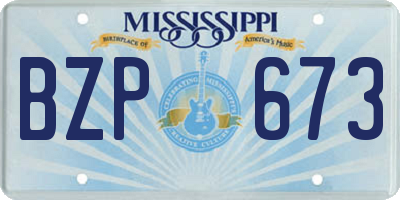 MS license plate BZP673