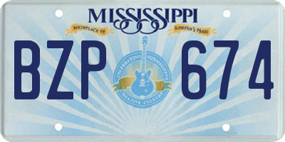 MS license plate BZP674