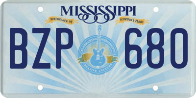 MS license plate BZP680