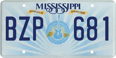 MS license plate BZP681