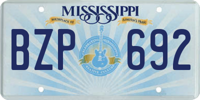 MS license plate BZP692