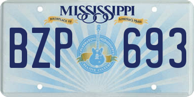 MS license plate BZP693