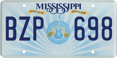 MS license plate BZP698