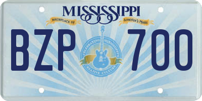MS license plate BZP700