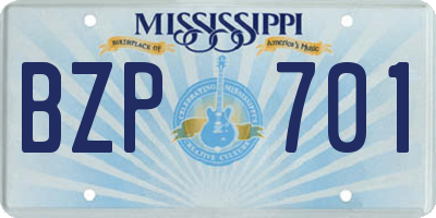 MS license plate BZP701