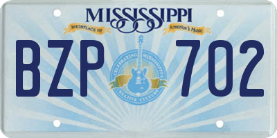 MS license plate BZP702