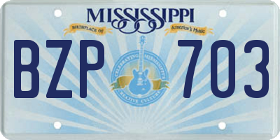 MS license plate BZP703
