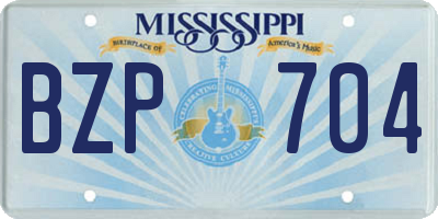 MS license plate BZP704