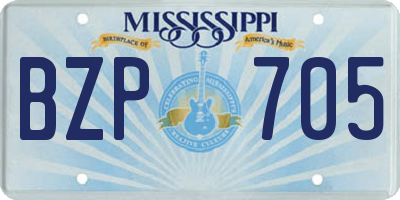 MS license plate BZP705