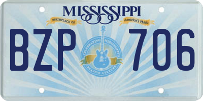 MS license plate BZP706