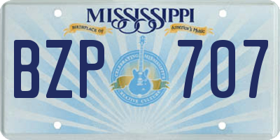 MS license plate BZP707