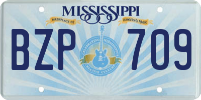 MS license plate BZP709