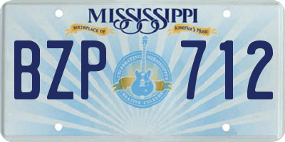 MS license plate BZP712