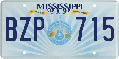 MS license plate BZP715