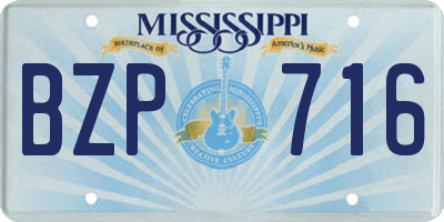 MS license plate BZP716