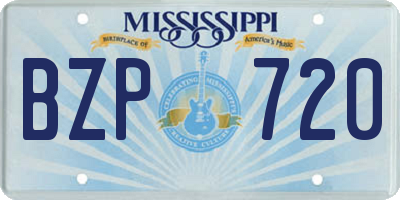 MS license plate BZP720