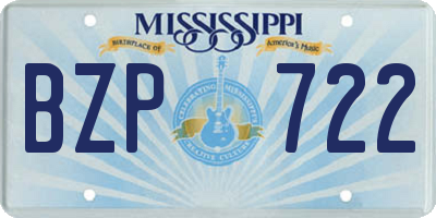 MS license plate BZP722