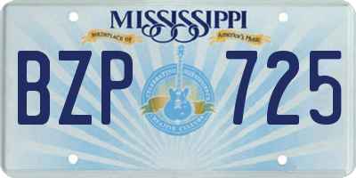 MS license plate BZP725