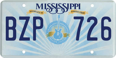 MS license plate BZP726