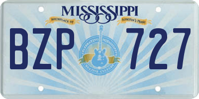 MS license plate BZP727