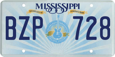 MS license plate BZP728
