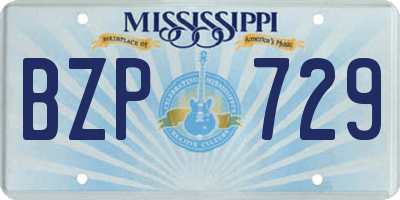 MS license plate BZP729