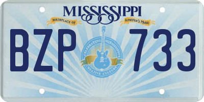 MS license plate BZP733