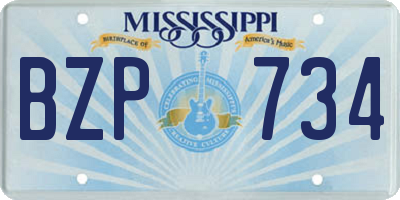 MS license plate BZP734