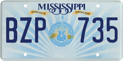 MS license plate BZP735