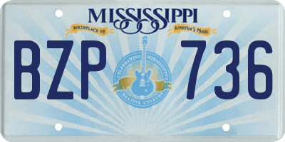 MS license plate BZP736