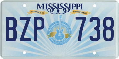MS license plate BZP738