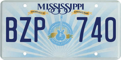 MS license plate BZP740