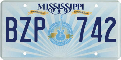 MS license plate BZP742