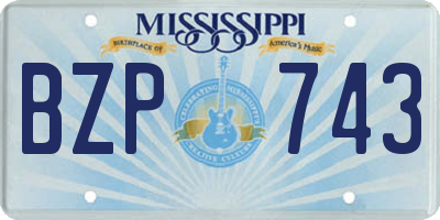 MS license plate BZP743