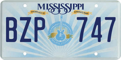 MS license plate BZP747